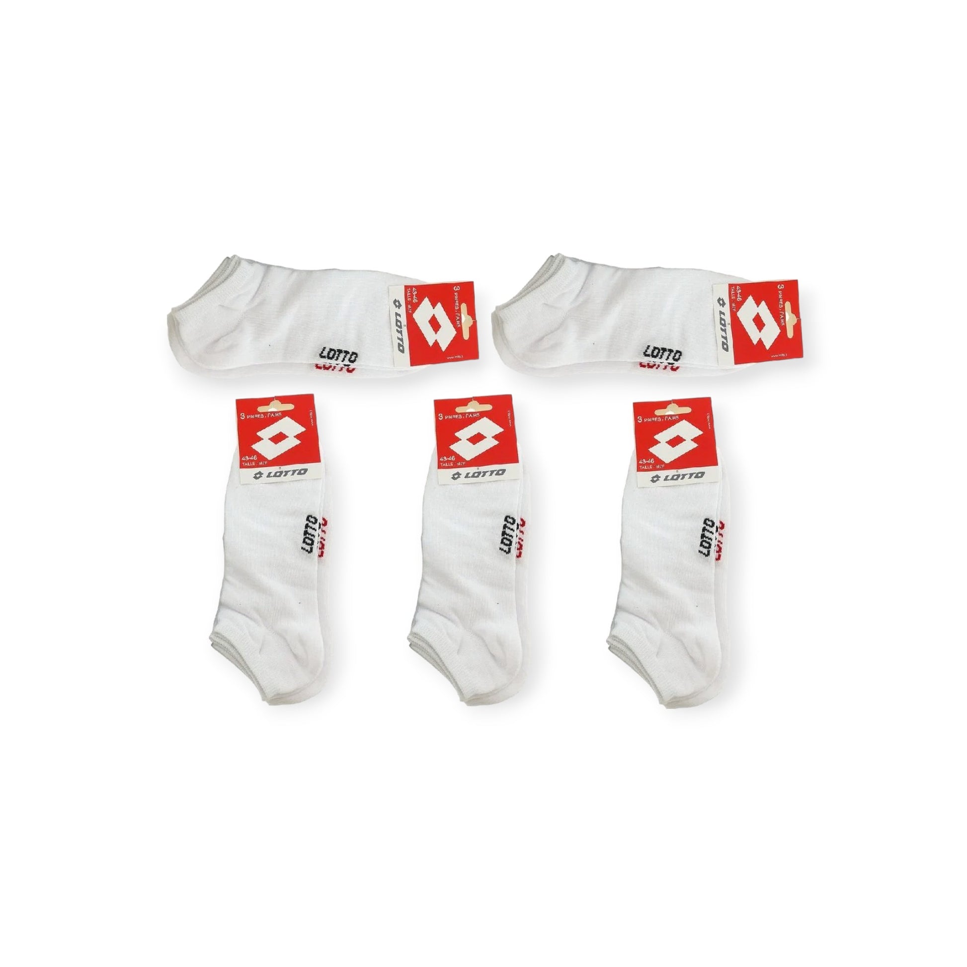 Lotto Sneakersokken - Set van 15 paar - Maat 43-46 - Wit - Comfortabele en stijlvolle sokken - Bundel - Lage Sokken - Basic