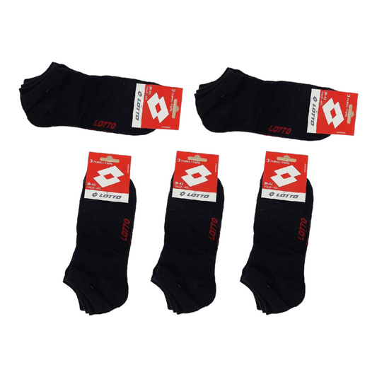 Lotto Sneakersokken - Set van 15 paar - Maat 43-46 - Zwart - Comfortabele en stijlvolle sokken - Bundel - Lage Sokken - Basic