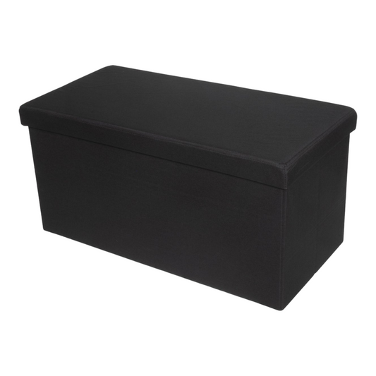Multifunctionele Opvouwbare Opbergbox - 110L - Zwart - Ruimtebesparende Bewaarbox - Bijzettafel - Kunstleren Bekleding - Ideaal voor Opslag en Zitplaats