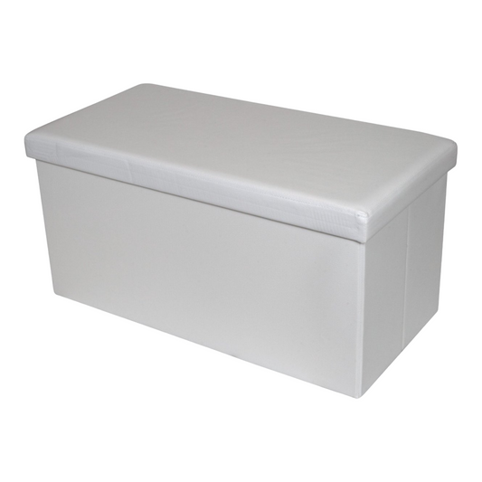 Multifunctionele Opvouwbare Opbergbox - 110L - Elegant Wit - Ruimtebesparende Bewaarbox - Bijzettafel - Kunstleren Bekleding - Ideaal voor Opslag en Zitplaats