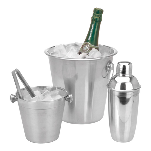 Bar Set (4-delig) - Roestvrijstaal - Champagnekoeler - IJsemmer - Shaker - ijsblokjestang