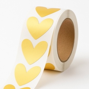 50x Stickers – Hart Goud – 25x28 mm – Sluitstickers – Etiketten – Cadeaustickers – Metallic Hartvorm