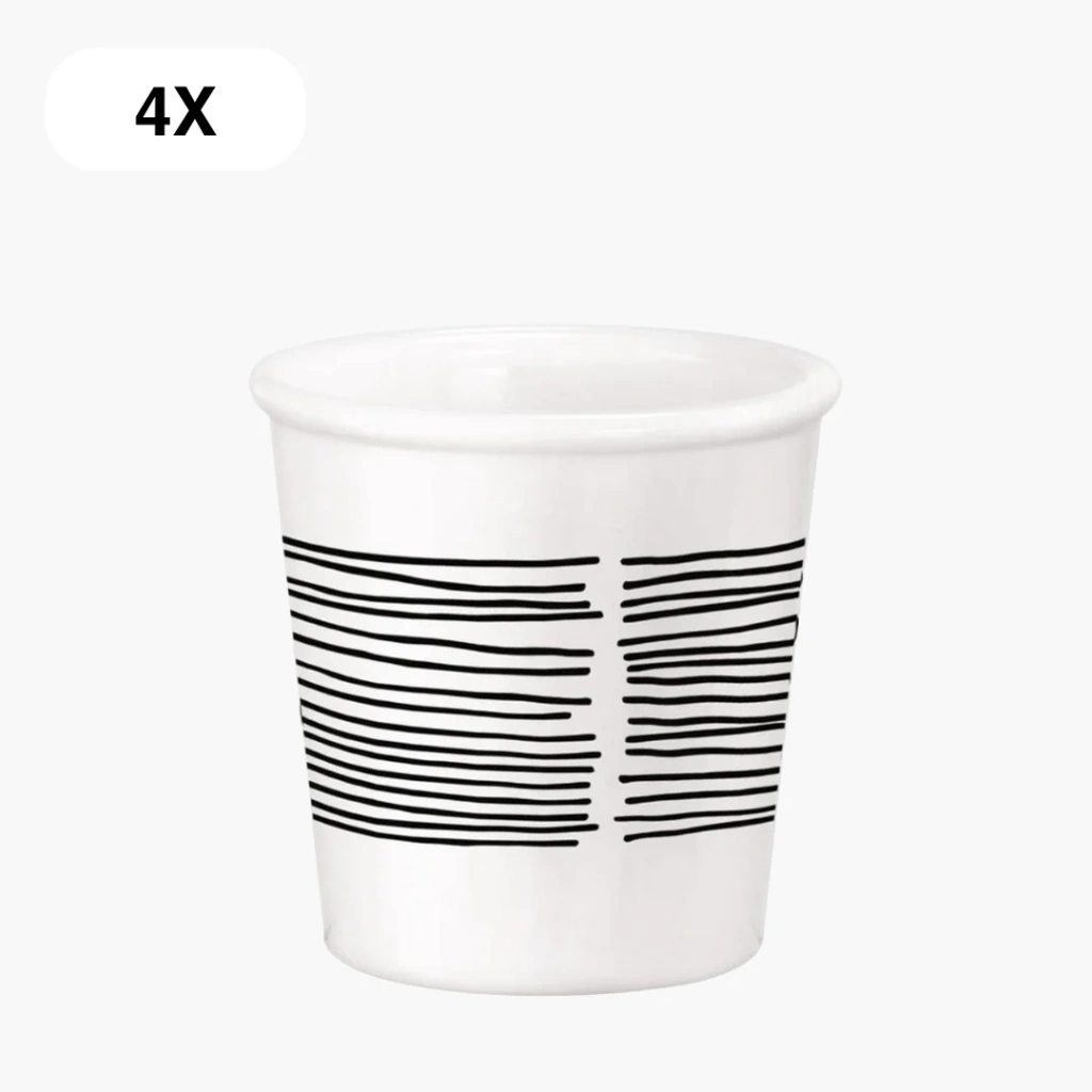 Set van 4 espressokopjes met lijnmotief
