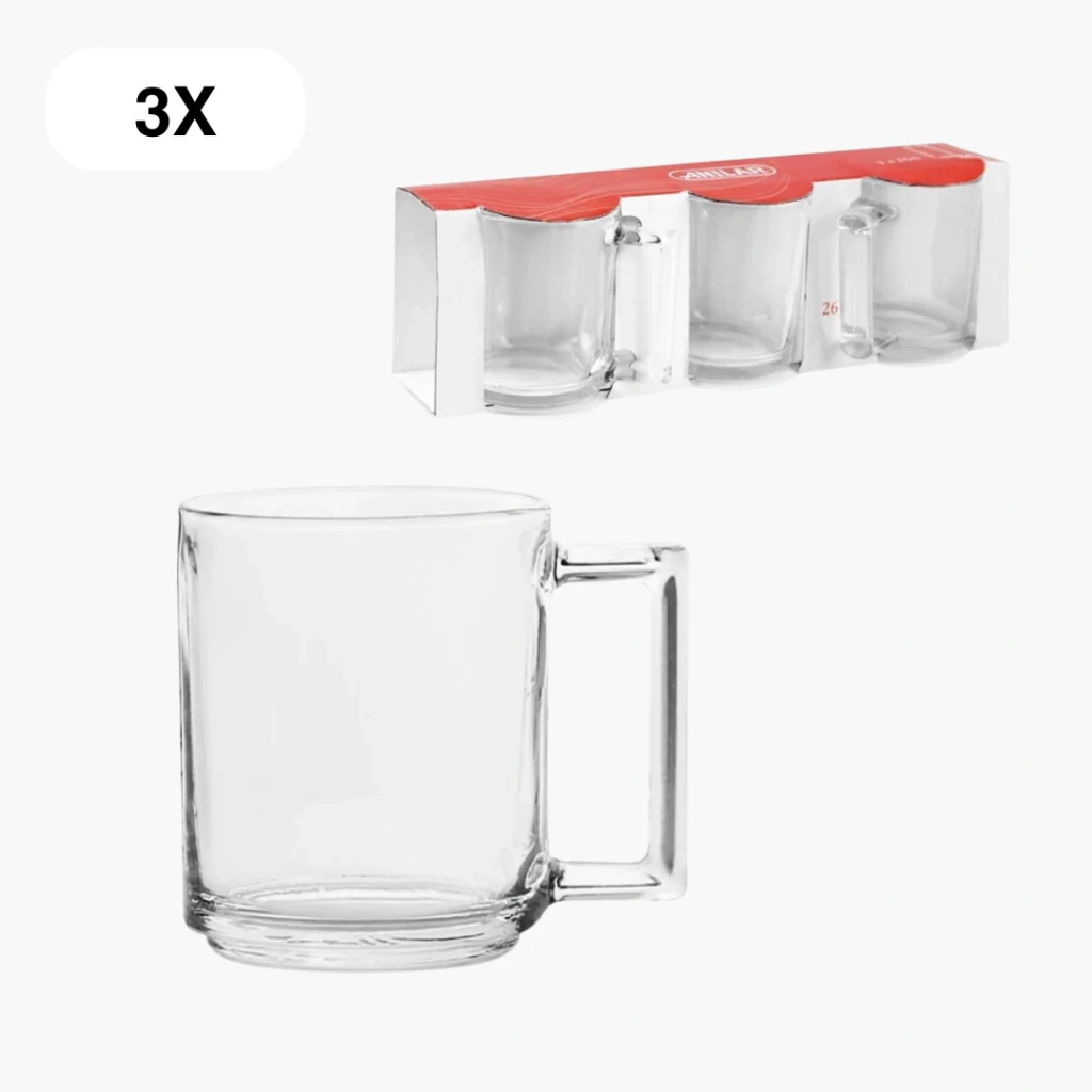 Theeglazen – 260 ml - 3 Stuks - Theeglas – Theekopjes – Theeglas – Glas – Theeglazen met Oor/Handvat