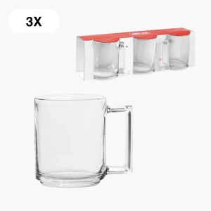 Theeglazen – 260 ml - 3 Stuks - Theeglas – Theekopjes – Theeglas – Glas – Theeglazen met Oor/Handvat