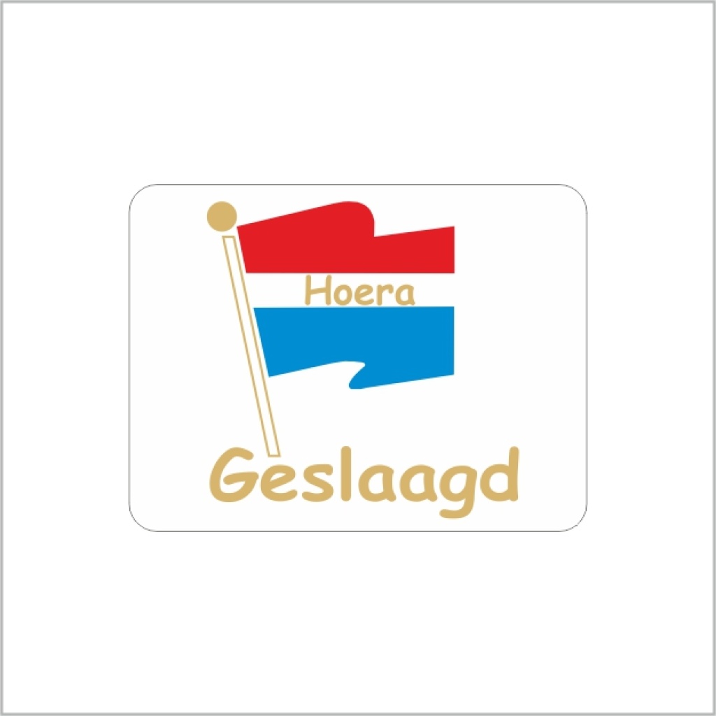 500x - Geslaagd stickers - Sluitzegels - vlag - 33 x 25 mm
