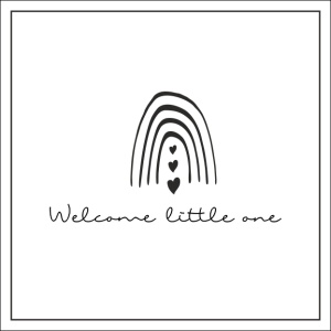 Wenskaart “wlecome little one” – 150 x 150 mm – Inclusief Envelop