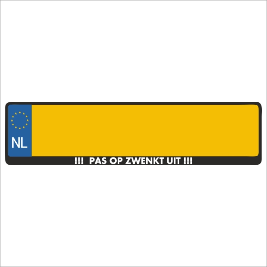 Kentekenplaathouder - Auto - Met Tekst - PAS OP ZWENKT UIT - Voor Kentekenplaat 520x110mm