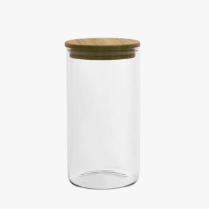 glazen voorraadpot van 1 liter met bamboe deksel