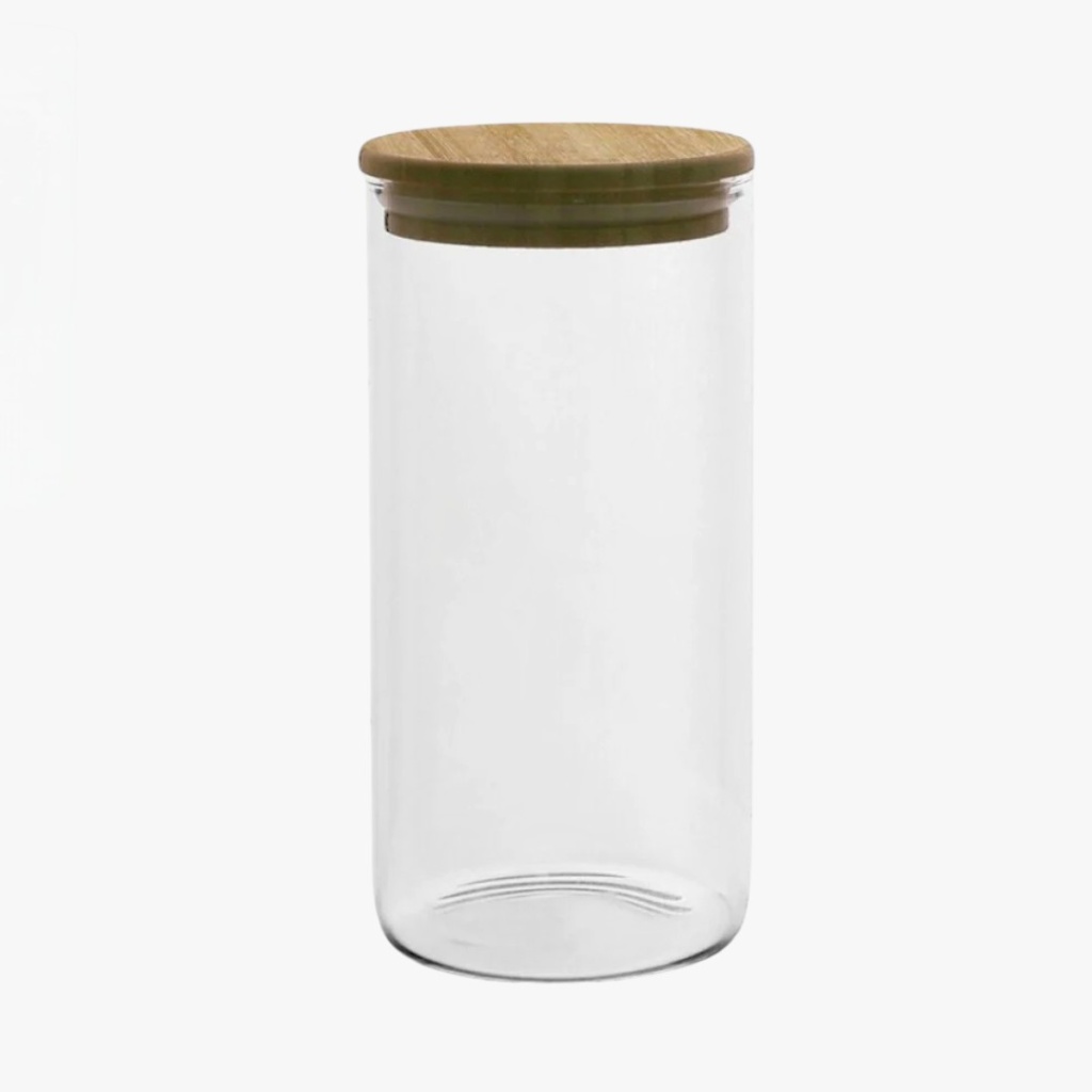 Glazen voorraadpot van 1.3 liter met bamboe deksel