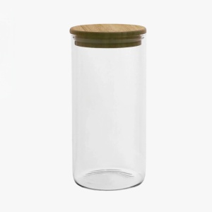 Glazen voorraadpot van 1.3 liter met bamboe deksel