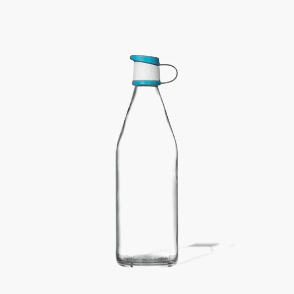 Drinkfles met lichtblauwe beugeldop