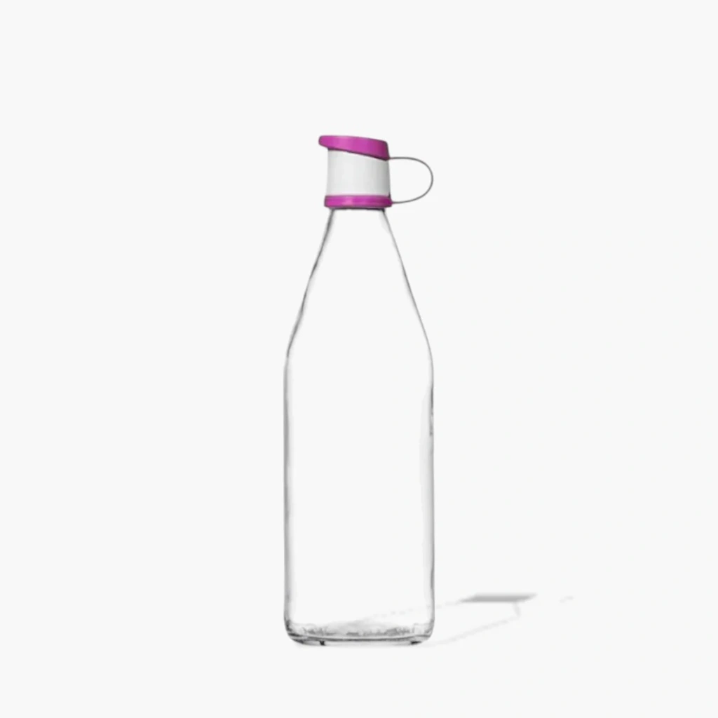 drinkfles met roze beugeldop
