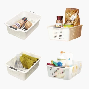 Set van 3 witte opbergmandjes