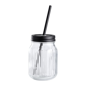 Drinkglas met deksel en rietje