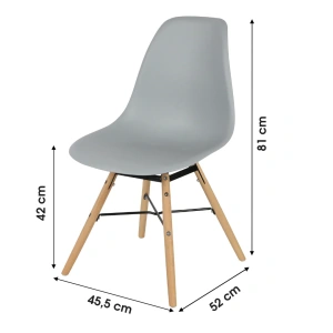 Grijze stoel met houten onderstel