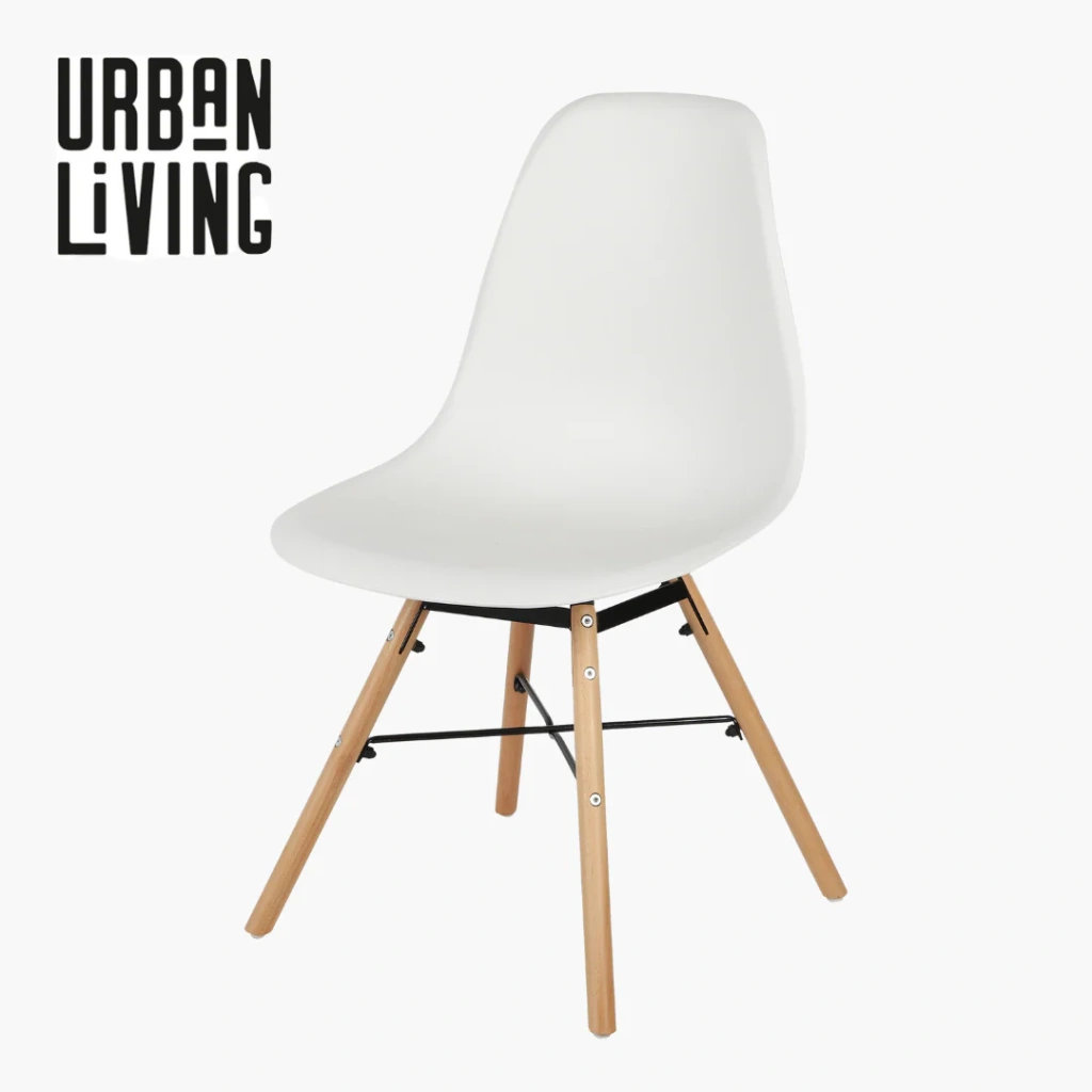 Witte stoel met houten onderstel