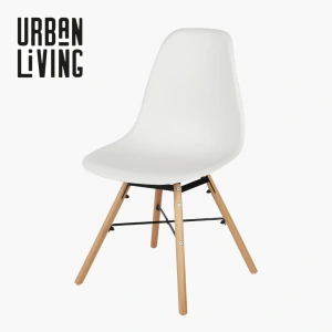Witte stoel met houten onderstel