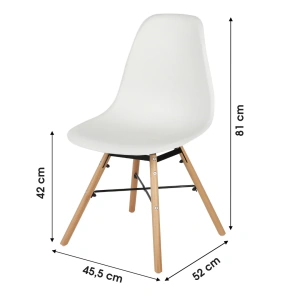 Witte stoel met houten onderstel