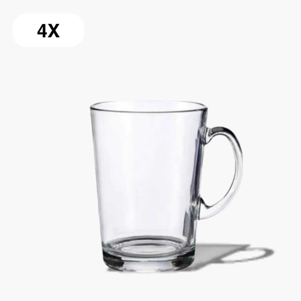 4 theeglazen van 250 ml