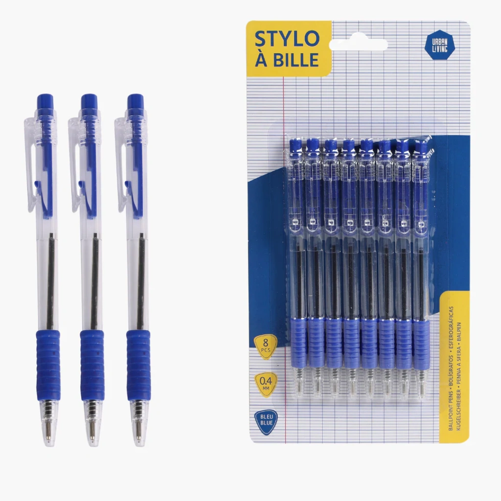 8 blauwe balpennen