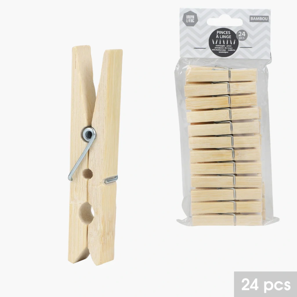 Set van 24 bamboe wasknijpers
