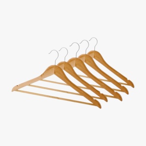 Set van 5 houten kledinghangers