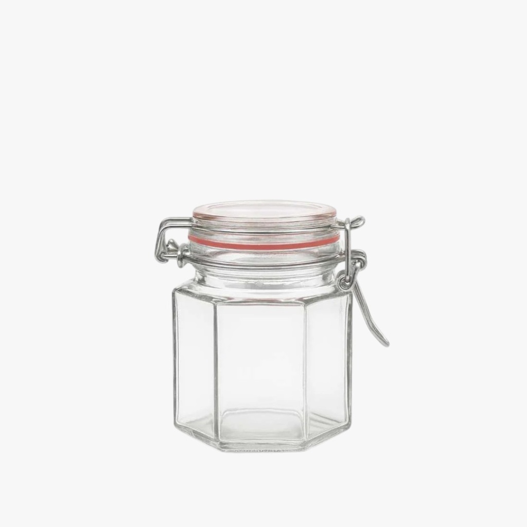 glazen voorraadpot van 100 ml met beugelsluiting