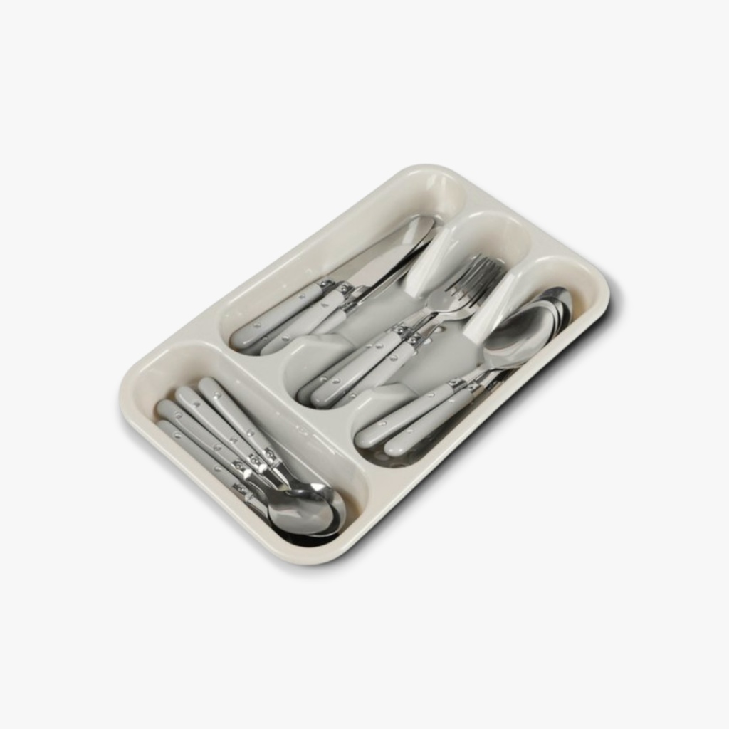 grijze bestekset voor 6 personen