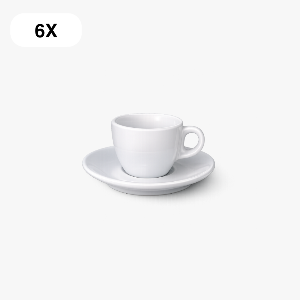 6 kleine koffiekopjes met schotels