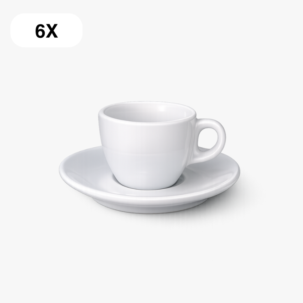 6 koffiekopjes met schotels